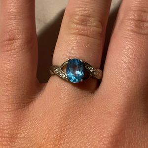 Sterling silver blue topaz ring